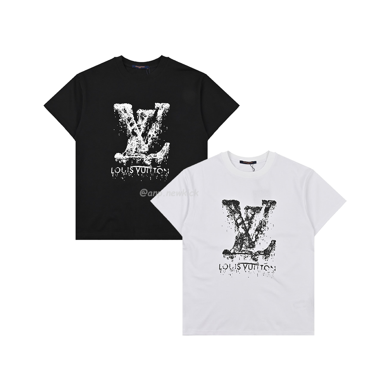 Louis Vuitton Classic Alphabet Digital Direct Spray Round Neck Short Sleeve T Shirt (1) - newkick.vip